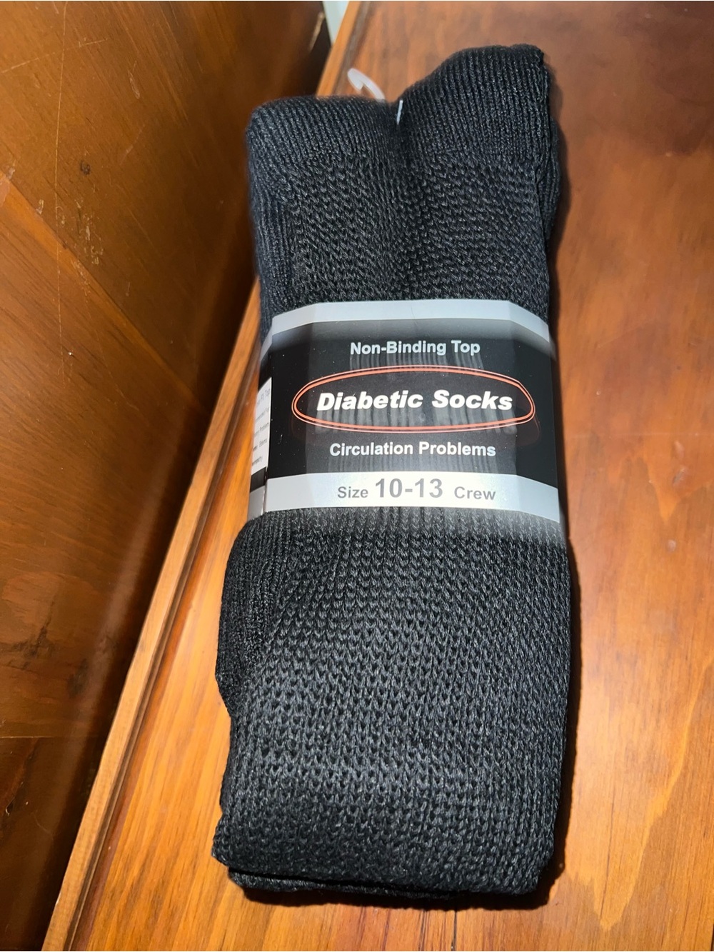 Diabetic Crew Socks for Men - Black, Size 10-13